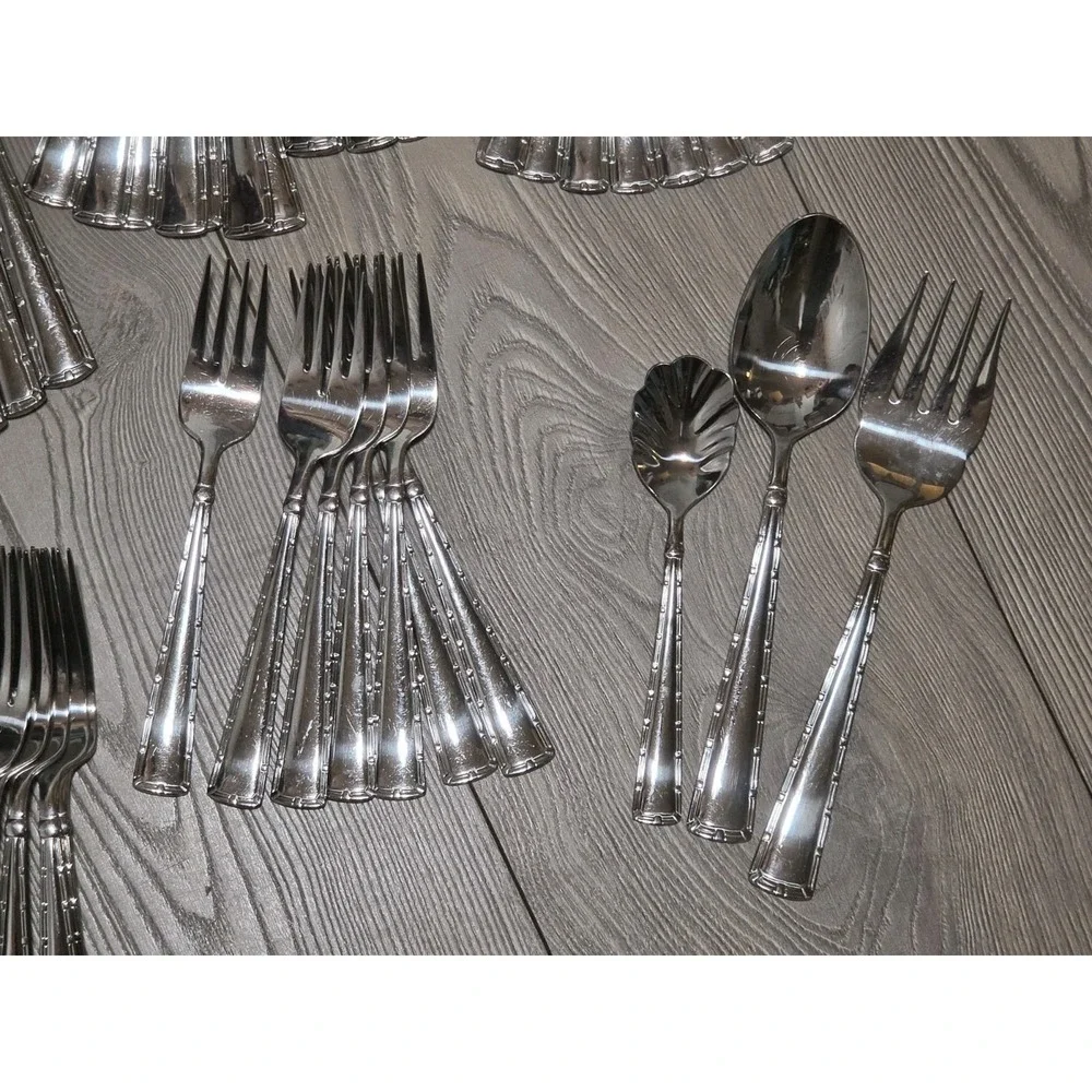 Wallace PORTICO Stainless 18/10 Glossy Flatware Set 49 Pc Lot